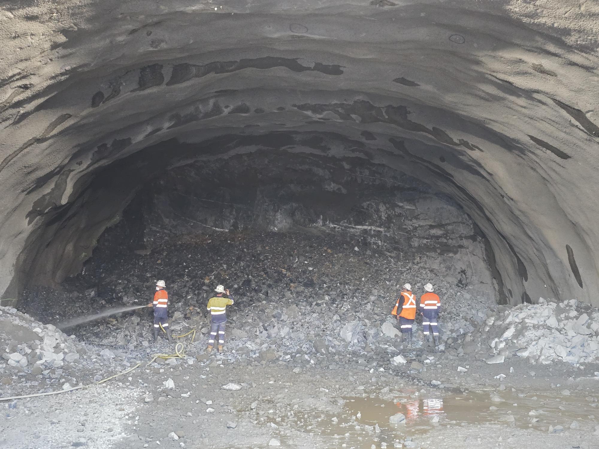 Clearing rock in preparation to build a tunnel