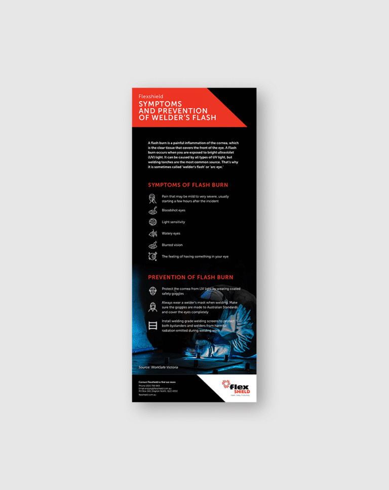 Cover image of the infographic|Flexshield_Welders flash prevention_Infographic Image