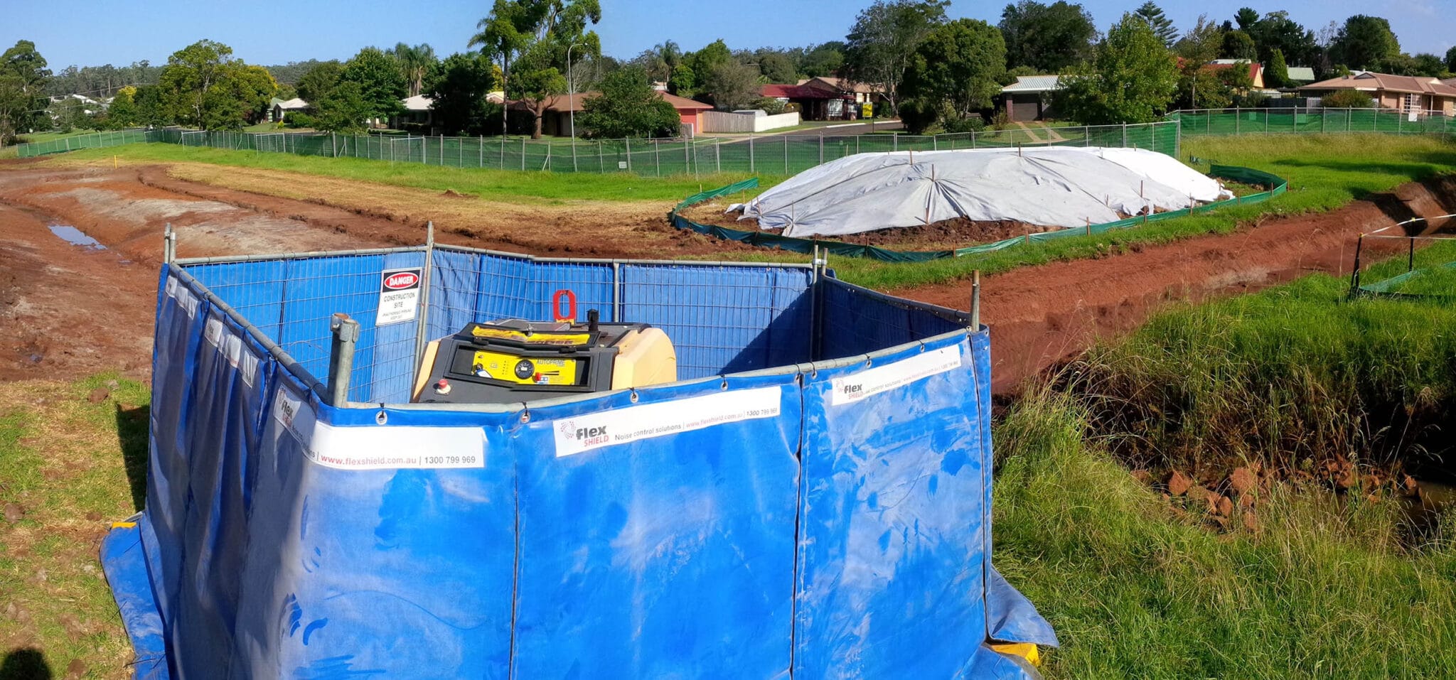 Temporary Acoustic Curtains around a pump