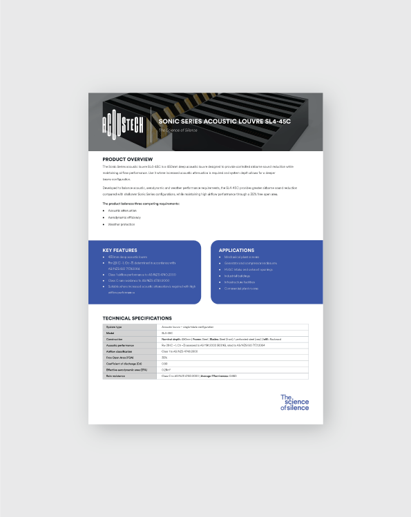 Sonic Series acoustic louvre SL4-45C datasheet cover